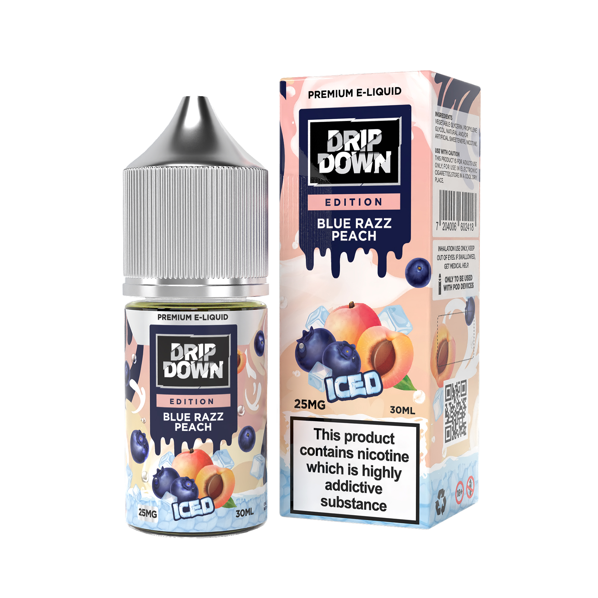 Drip Down Blue Razz Peach Ice Saltnic- Edition Iced Series- 30ml Drip Down Blue Razz Peach Ice Saltnic- Edition Iced Series- 30ml